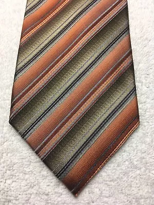 Van Heusen Mens Tie Orange And Brown Striped 3.5 X 61 • $17.64