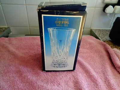 Capri Crystal Glass Flower Vase 8.5 INCHES  Tall Made In Italy  Original Box • £10