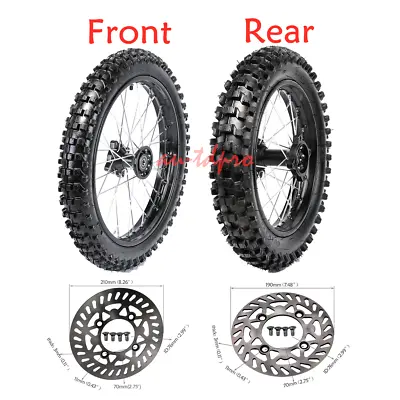 $239.79 • Buy Front 70/100-17+Rear 90/100-14 Wheel Tire Rim Dirt Bike YZ85 CR85 Apollo Taotao 