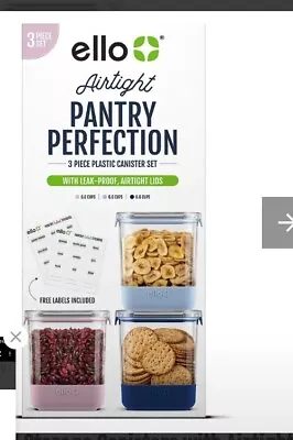 New! Ello Airtight Pantry Perfection  6 Cup 3 Canister Set-  • $15