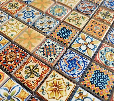 New Moroccan Vintage Multi Colour Ethnic Turkish Ceramic Mosaic Wall Tile 6mm • £9.98