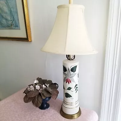 Vintage Hand Painted Floral And Signed Porcelain Vase Table Lamp. • $84