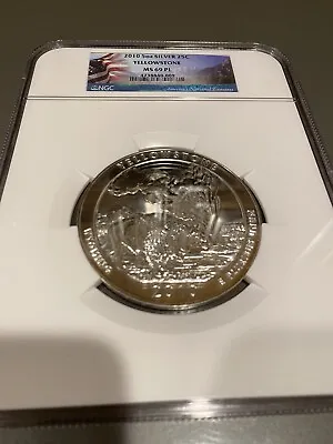 2010 5 Oz Silver 25c Yellowstone Ngc Ms 69 Pl • $375