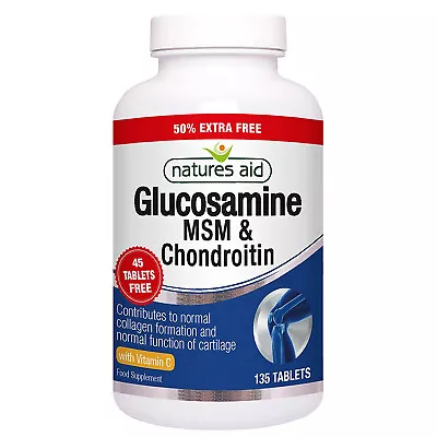 £15.99 • Buy Natures Aid Glucosamine MSM & Chondroitin With Vitamin C (135 Tablets)