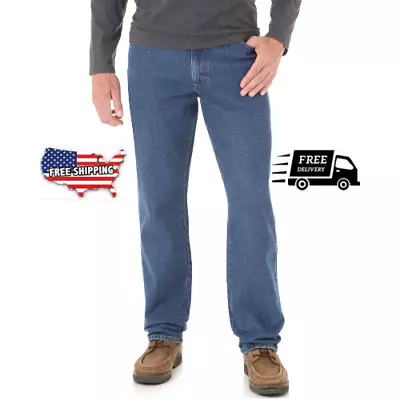 Wrangler Men's & Big Men Relaxed Fit Cotton Denim Jeans Mid-rise 4 Pockets Pants • $21.99