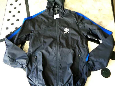 New Ralph Lauren RLX 100% Poly Black Navy Golf Windbreaker Logo Hooded Jacket M • $63.20