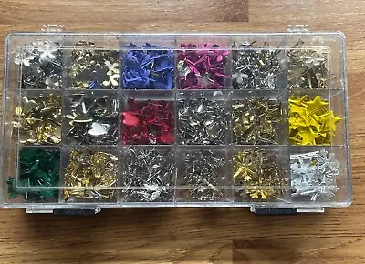 Metal Brads Multicoloured With Split Pin Fasteners.In Storage Box. • £9.50