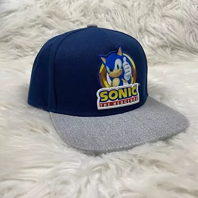 Sonic The Hedgehog Cap Mens One Size Blue Snapback Flat Bill Adjustable Hat • $21.88