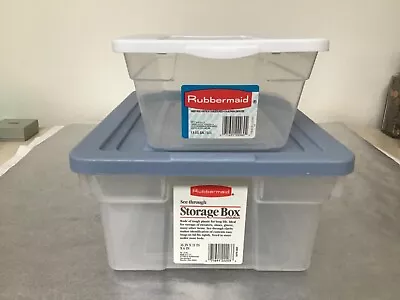 Vintage Rubbermaid STORAGE BOX W/ Blue Lid & SHOE BOX W/ White Lid Clean HTF • $35