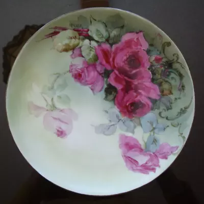 Antique  Limoges  Haviland Hand Painted Signed Plate Red Roses 8 1/2  • £37.60