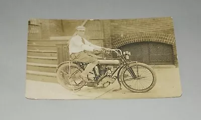 Original Early 1900s Motorcycle Real Photo Postcard Rppc Great Image! (inv0076) • $19.33