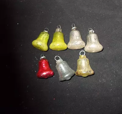 7-vtg Mercury Glass Miniature Bells Feather Tree Christmas Ornaments~japan • $9.99