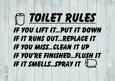 £14.99 • Buy Toilet Rules With Rolls Bathroom Inspired Design Wall Art Decal Vinyl Sticker