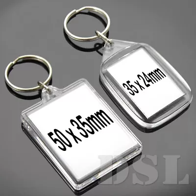 50x35mm 35x24mm Insert Clear Blank Acrylic Plastic Photo Keyrings Personalise UK • £3.99