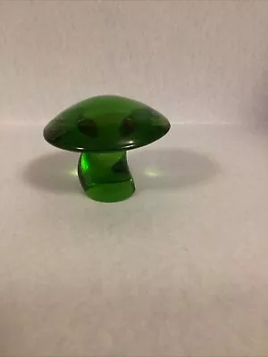 Viking Green Art Glass Mushroom Paperweight Small MCM Midcentury • $60
