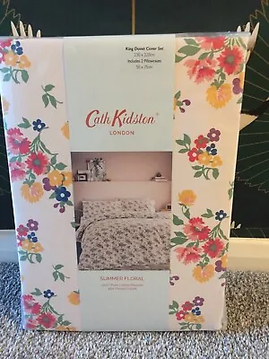 Bn Cath Kidston Summer Floral Duvet Set King Size  Includes 2 Pillowcases • £49.99
