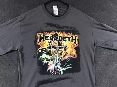 Vintage Megadeth Long Sleeve Shirt XL Skull Sword Fire Flame  • $69.99