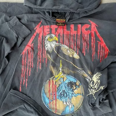 Vtg 90s Metallica Brockum Hoodie 1993 No Where Else To Roam XL Pushead Band Tee • $199.99