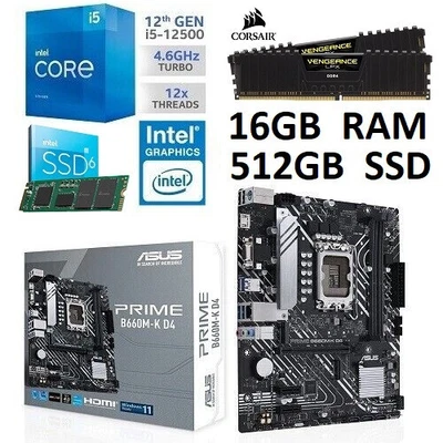 £449 • Buy Intel Core I5-12500 + 16GB RAM + 512GB SSD + B660M-K D4 Motherboard Bundle
