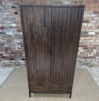 OAK FURNITURELAND Detroit Solid Hardwood & Metal Double Wardrobe. • £395