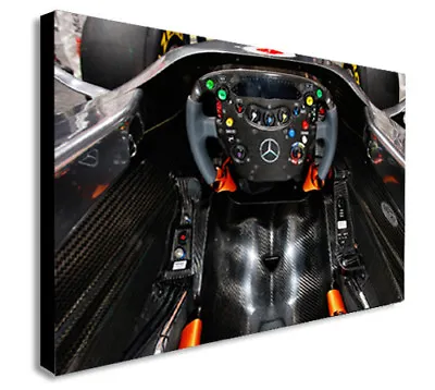 F1 FORMULA 1 MERCEDES COCKPIT Canvas Wall Art Framed Print. Various Sizes • £14.99