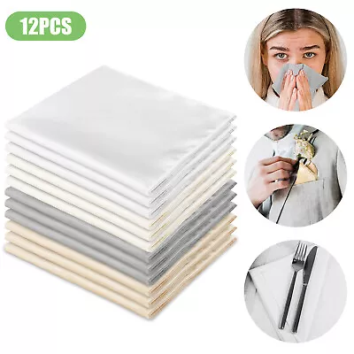 12PCS Mens Handkerchiefs Solid Color Set Handkerchief Hanky Satin Pocket Square • $9.98