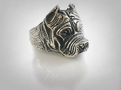 Vintage Dogo Argentino Dog Sterling Silver 925 Ring By Ezi Zino • $120.74