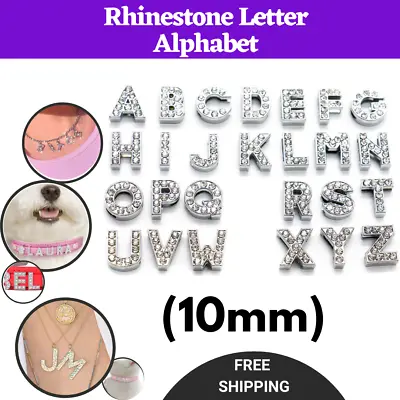 Alphabet Rhinestone A-Z Letters Charms Name Personalised Collars Bracelet Bling • £5.49