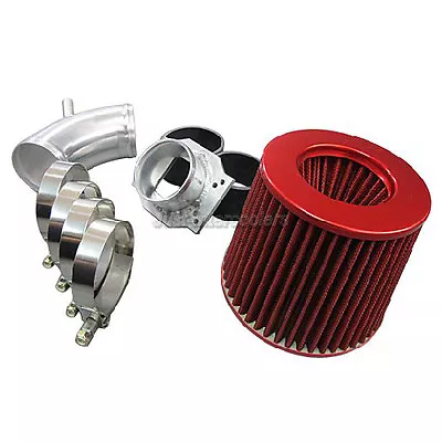 CXR Cold 2.75  Air Intake Pipe Kit + MAF Flange + Filter Black For E30 325E BMW • $107.36