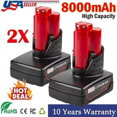 8.0Ah For M12 For Milwaukee Battery 48-11-2460 LITHIUM XC Battery/ Charger NEW • $15.99