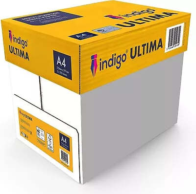 A4 White Indigo ULTIMA Printer Paper Box Of 5 Reams 2500 Sheets Home Office Work • £16.99