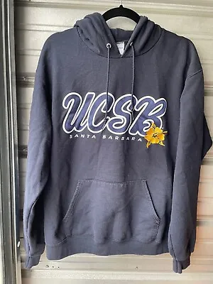 Vintage Champion UCSB Gauchos Men's L Blue Embroidered Hoodie Santa Barbara CA • $29.95