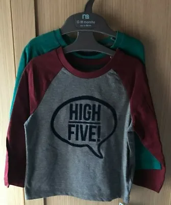 Mothercare Boys 'High Five' 2 Long Sleeve T-Shirt Pack • £7