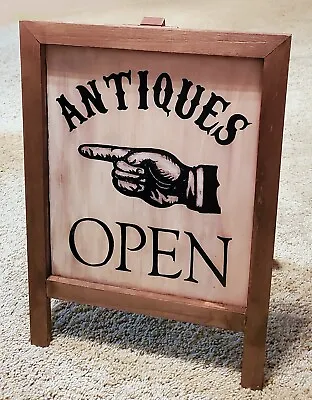 Antiques Open Folding A Frame Sign Board Finger Point Direction Darice 17  X 12  • $19.99