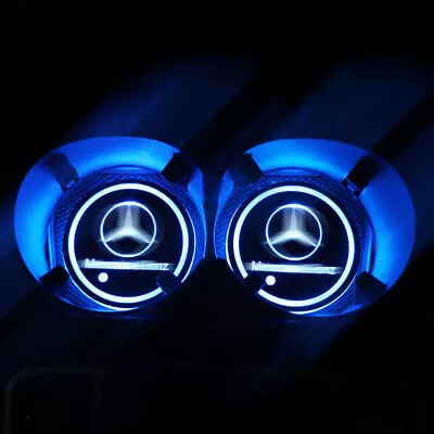 2pcs RGB LED Car Interior Cup Holder Light Mat Pads Drink Coaster Ambient Lamps • $12.34