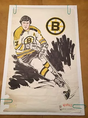 Vintage Jim Dobbins Poster Phil Esposito Boston Bruins NHL Pin-up 1970's Cartoon • $62.46