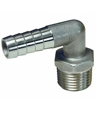 1/2  ID Hose Barb X 1/2  NPT Male Thread 304 Stainless Steel  90° Elbow Fitting • $9.49