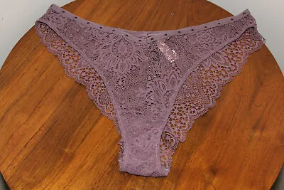 Victoria's Secret Very Sexy Bikini Embroidered Floral Lace Dark Mauve Size Xs L • $17.99