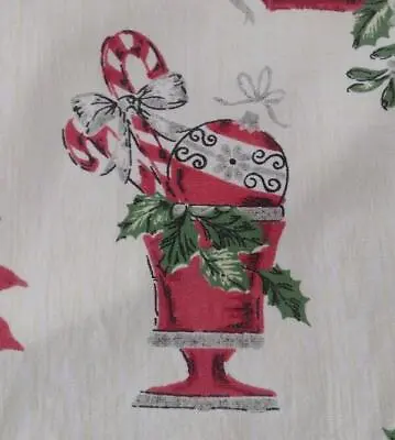 $38.99 • Buy Vintage 50s Printed Cotton Christmas Tablecloth Kitchen Tools Ornaments