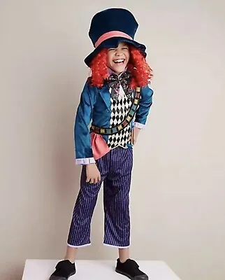 Disney Alice In Wonderland Mad Hatter Fancy Dress Costume & Hat 5-6 Years • £29.99