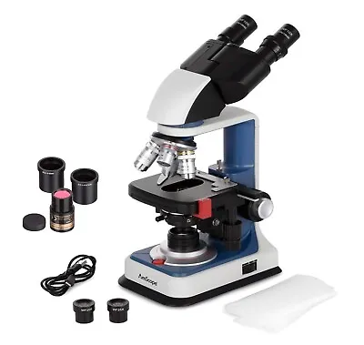 Amscope 40-2500X USB-C Rechargeable Binocular Compound Microscope+1MP Camera • $298.99