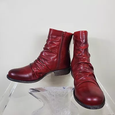 Miz Mooz Womens Boots 10 Red Leather Ankle Booties New • $99.99