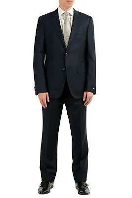 Hugo Boss  The James4/Sharp6  Men's 100% Wool Blue Two Button Suit US 40L IT 50L • $349.99