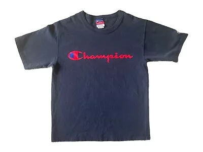 Champion Navy T-shirt With Red Logo Size S • $7.95