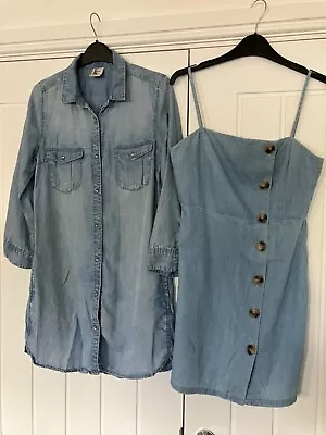 Topshop & H&m Thin Denim Dresses Both Size 8 • £5.99