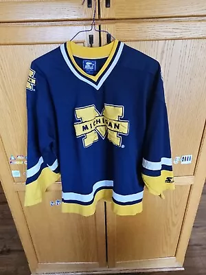 Vtg 90s University Of Michigan College Starter Hockey Jersey Shirt Sweater XL  • $80