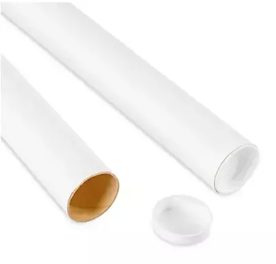 NEW Uline White Poster Tubes With End Caps 2  X 15  Mailing Shipping 50/Box • $40