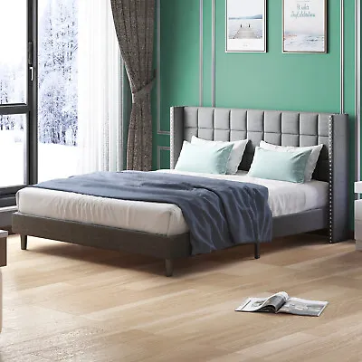 Modern Platform Bed FrameLow Profile Bed Frame With Wood SlatsFull/Queen/King • $189.99