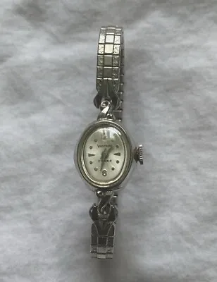 Vantage 17 Jewels Wind Up Watch Silver Toned Expansion Band Vintage • $60