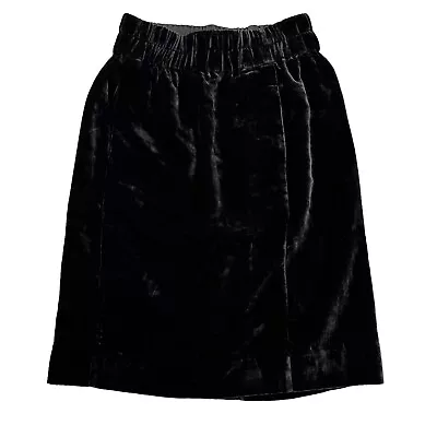 J. Crew Black Velvet Knee Length Pull-on Skirt Size X-Small XS • $16.99